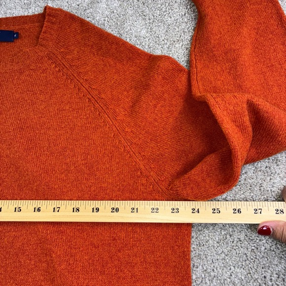 J. Crew Men XL Orange 100% Lambswool Crewneck Sweater Raglan Knit Classic Casual - Picture 4 of 8